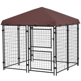 PawHut Outdoor Dog Kennel 4.6x5 with Waterproof Canopy and Large Door Silver
