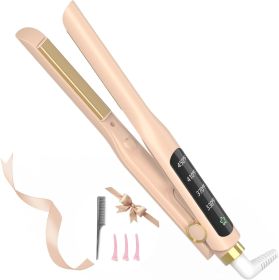Flat Iron, 1/2 Inch Hair Straightener and Curler 2 in 1, Ceramic Ionic Floating Plates for Less Frizz, 10s Quick Heat Up, Hair straighteners for Women