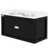 PawHut Pet Feeding Station Pet Dish Bowl Set with Storage, 2 Elevated Dog Bowls for Large Sized Dogs, White and Black