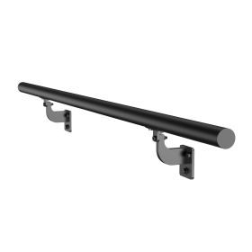 4ft Wall Mounted Stair Handrail Black Aluminum Indoor Outdoor Railing