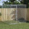 Outdoor Dog Kennel Silver Galvanized steel 6.6 x 6.6 x 8.2 ft