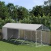 Outdoor Dog Kennel with Roof Silver 6.6'x32.8'x8.2' Galvanized Steel