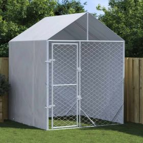 Outdoor Dog Kennel Silver Galvanized steel Large