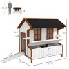 PawHut 47" Chicken Coop Wooden Chicken House Rabbit Hutch Raised Poultry Cage Portable Hen Pen Backyard with Nesting Box and Handles