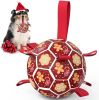 Soccer Ball with Straps, Christmas Dog Toys, Pet Toys Balls for Meium Large, Pet Birthday Gift, Outdoor Pet Toys for Tug of War (7 Inch)