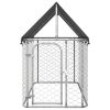 Dog Kennel Silver Galvanized steel, Polyethylene