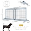 PawHut Freestanding Pet Gate Extra Wide 72" W x 27.25" H Adjustable Dog Cat Fence Blue Gray