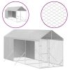 Outdoor Dog Kennel Silver Galvanized steel 6.6 x 19.7 x 8.2 ft