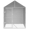 Outdoor Dog Kennel Silver Galvanized steel Large