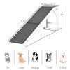 PawHut Pet Ramp for Dogs Non-slip Carpet Top Platform Pine Wood 74"L x 16"W x 25"H, Grey, White