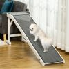 PawHut Pet Ramp for Dogs Non-slip Carpet Top Platform Pine Wood 74"L x 16"W x 25"H, Grey, White