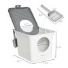 PawHut Covered Cat Litter Box, Easy Cleaning Kitty Litter Box with Front Entrance, Top Exit, Scoop, for Odor Control, White