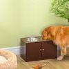 PawHut Elevated Dog Bowls with Storage Cabinet, Raised Dog Bowl Stand Pet Food Bowl Dog Feeding Station, Brown