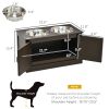 PawHut Elevated Dog Bowls with Storage, Two Stainless Steel Bowls for Large Dogs, Coffee