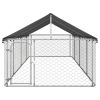 Dog Kennel Silver Galvanized steel, polyethylene Large Durable
