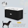 PawHut Pet Feeding Station Pet Dish Bowl Set with Storage, 2 Elevated Dog Bowls for Large Sized Dogs, White and Black