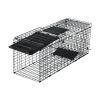 32" Live Animal Cage Trap, Heavy Duty Folding Raccoon Trap, Humane Cat Trap with Handle, Black