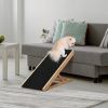 PawHut Foldable Pet Ramp with Non-slip Carpet Height Adjustable Pine Wood for Dogs Cats Black