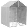 Outdoor Dog Kennel Silver Galvanized steel Large
