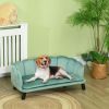 PawHut Pearl Design Pet Sofa for Medium and Large Sized Dogs, Pet Bed with Cushion and Solid Wood Legs, Green