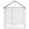 Outdoor Dog Kennel with Roof Silver 6.6'x6.6'x8.2' Galvanized Steel