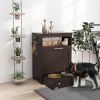 PawHut Pet Feeder Station Storage Cabinet, Dog Food Storage Container with Dog Raised Bowls, Watering Supplies, Gray