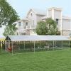 PawHut 19.7' x 7.5' x 4.9' Dog Kennel Outdoor for Large-Sized Dogs with Waterproof UV Resistant Roof, Silver