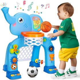 Basketball Hoop & Soccer Goal, Toys for 1 2 3 Year Old Boys Girls, Kids Sports Toy with Light Sound Music, Montessori Toys for Baby 12-18 Months (Color: MULTI)