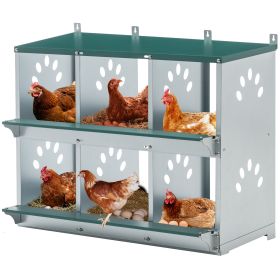 Chicken Nesting Box, 6 Room Metal Nesting Boxes for Chicken,Galvanized steel Nesting Boxes for Hens,Easy to Assemble (Color: as Pic)