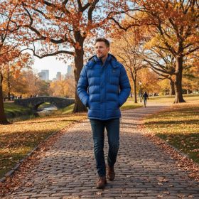 Helios The Heated Coat (Color: Navy-L, size: large)