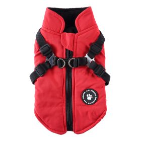 Chest Strap Jacket Cotton-padded Coat (Option: DZ229 Red-S)